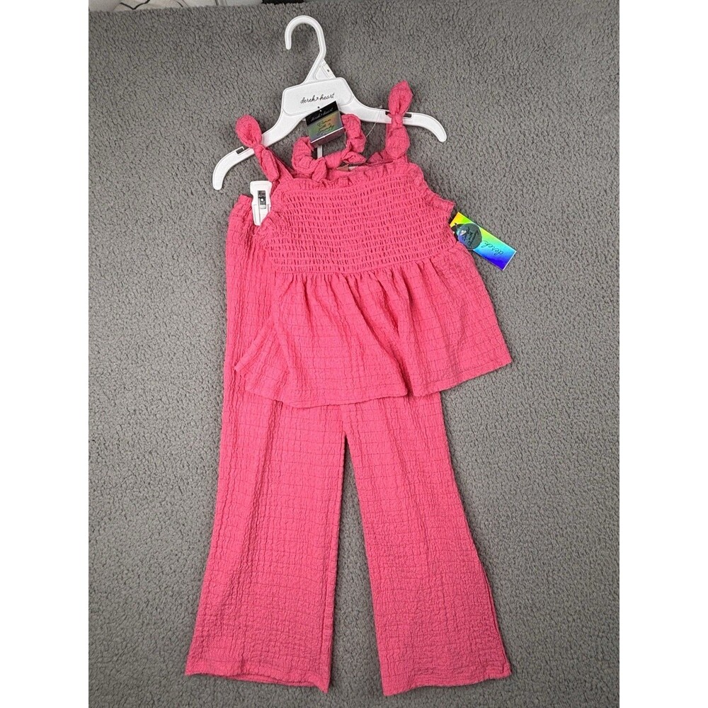 Derek Heart Girls 2 Piece Pant Set Pink with Scrunchie